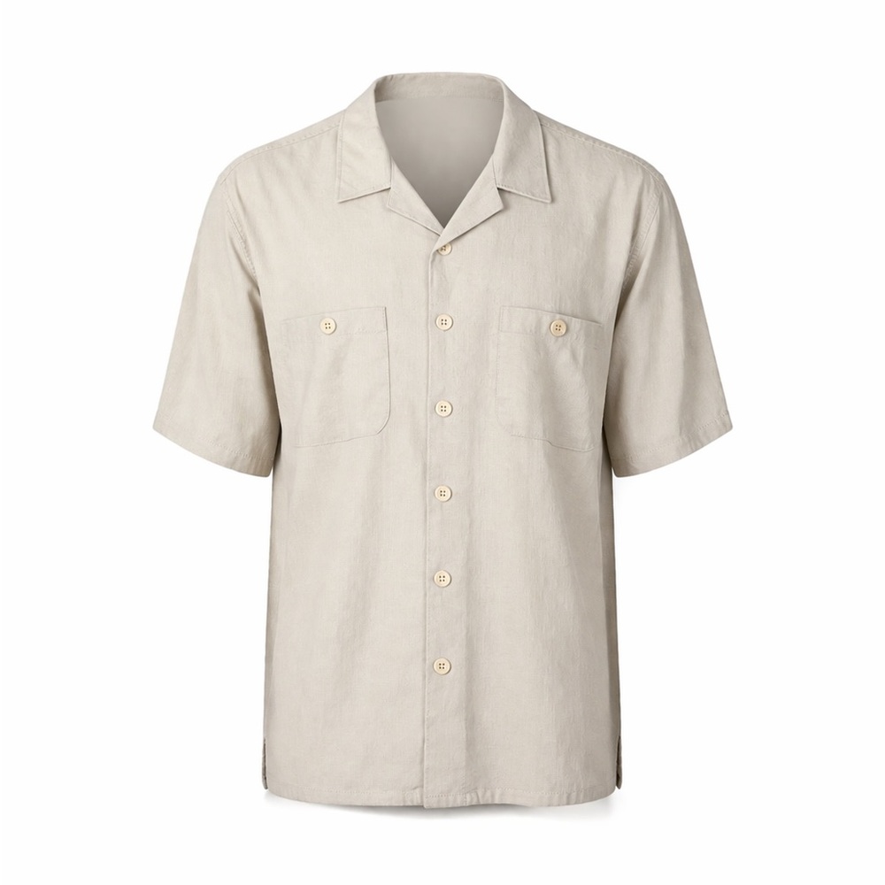 Gochu Mens Linen Button Up Shirt Size XXL Classic Staple Beachy Coastal Lagom